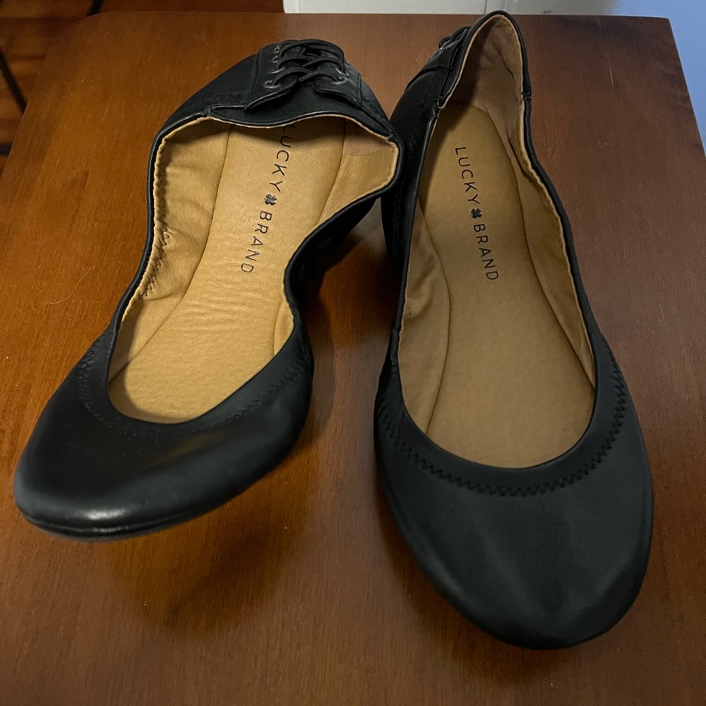 Lucky Brand Black Leather Ballet Flats